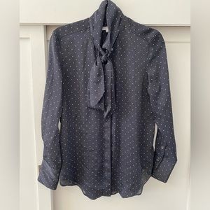 Equipment Polka Dot Necktie/ Bow Blouse